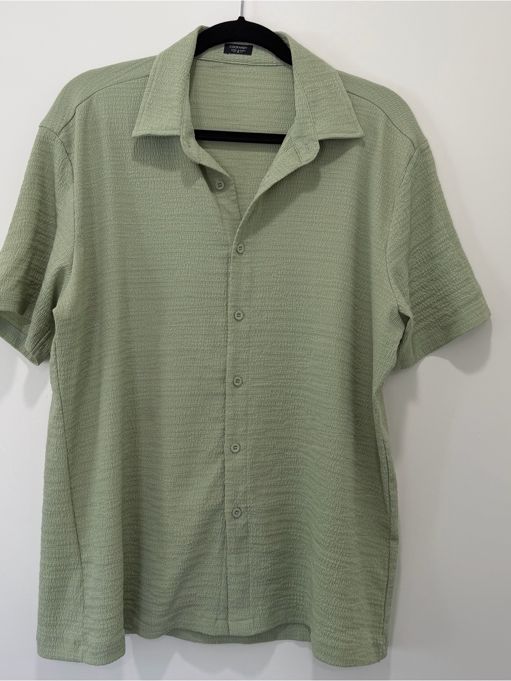Casual Short-Sleeve Button-Down Shirt in Sage Green